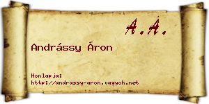 Andrássy Áron névjegykártya