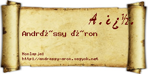 Andrássy Áron névjegykártya